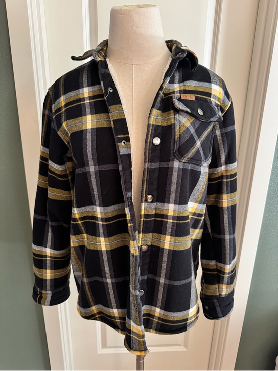 Matix Clothing Company Jackets & Blazers - Matix Clothing Company Black, Yellow & Gray Plaid Utility Jacket